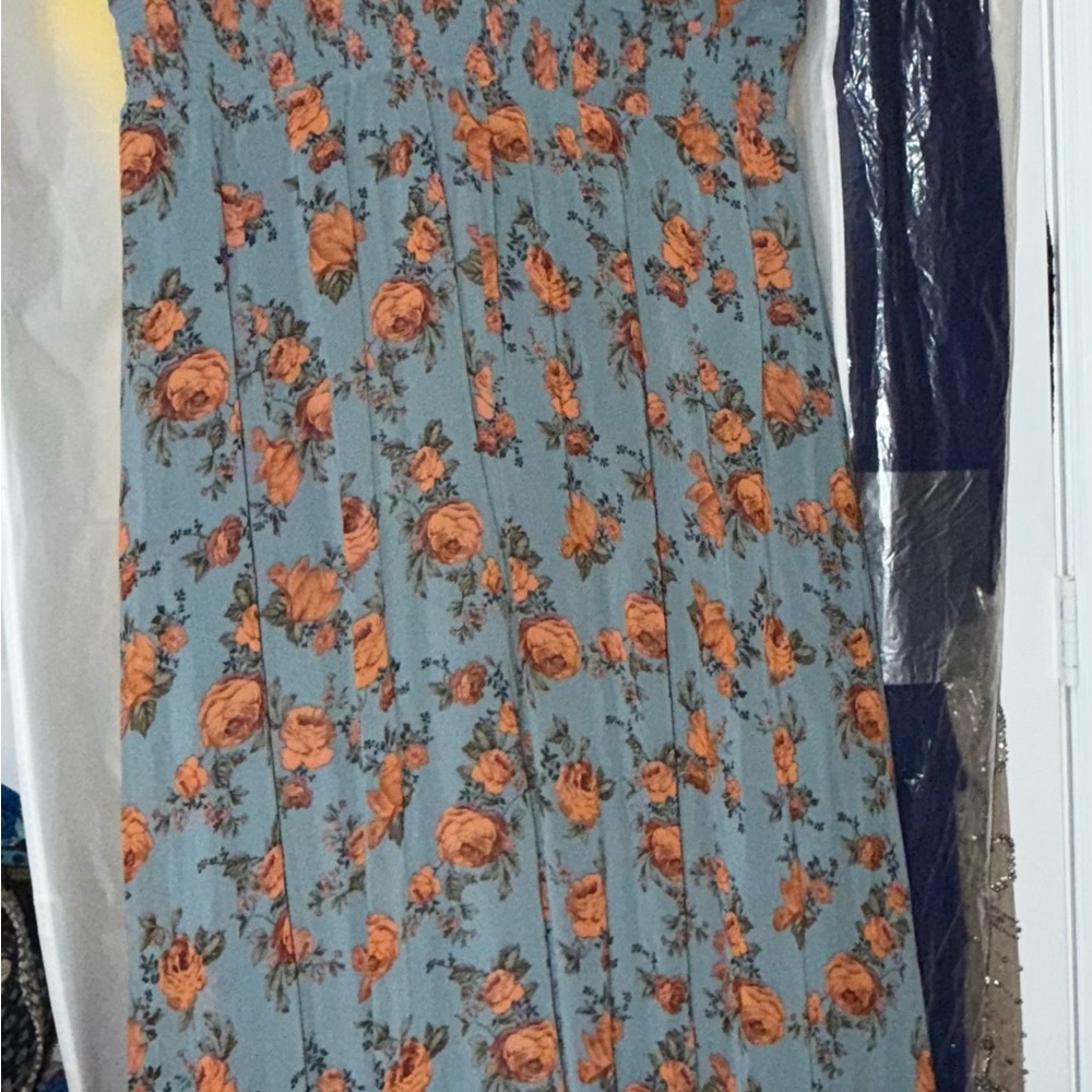 Baltic Born Teal and Rust Floral Maxi Dress - Picture 4 of 6